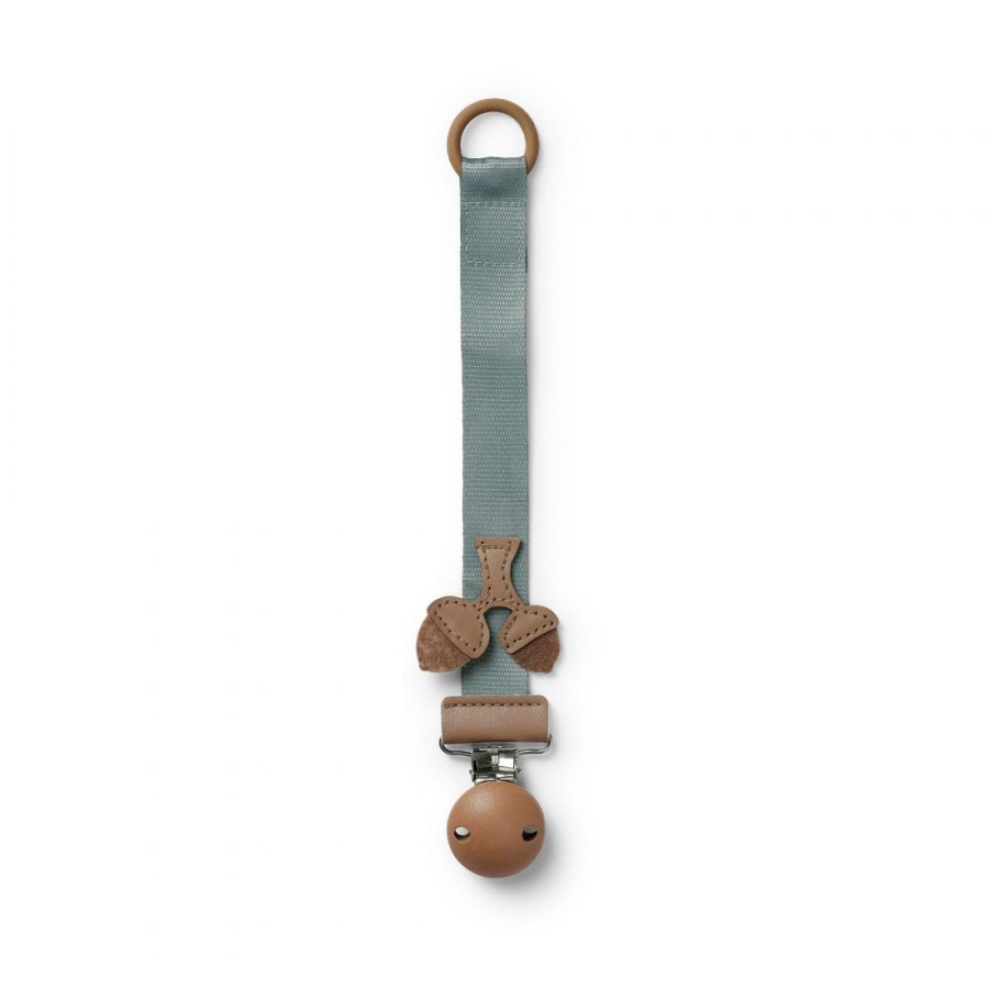 Elodie Βρεφική Αλυσίδα Πιπίλας Wood Acorn Hazy Jade