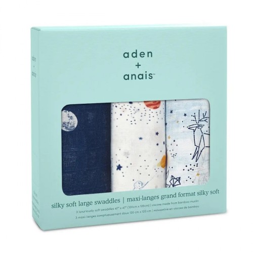 Aden + Anais Σετ 3 Μεγάλες Μουσελίνες Boutique Silky Soft Muslin Swaddles Stargaze