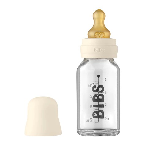 BIBS Μπιμπερό Γυάλινο 0m+ με Θηλή Latex 110ml Ivory