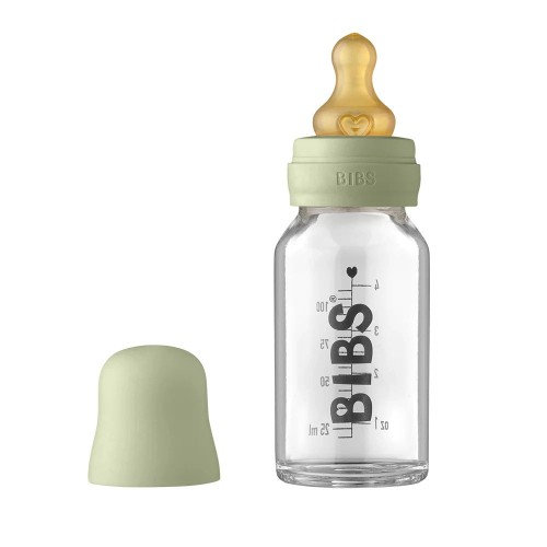 BIBS Μπιμπερό Γυάλινο 0m+ με Θηλή Latex 110ml Sage