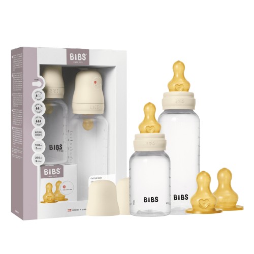 BIBS Σετ 2 Πλαστικά Μπιμπερό 150ml/270ml με Θηλή Latex Ivory