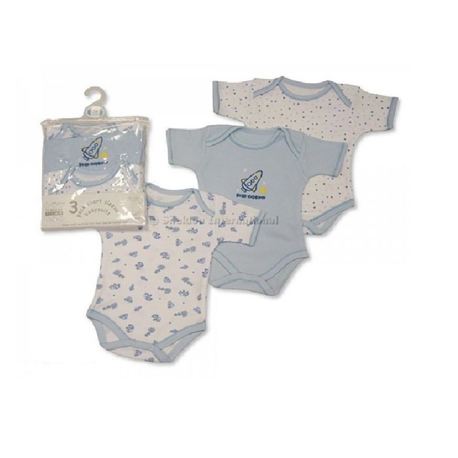 Κορμάκια 3 τμχ κοντό μανίκι BW-301 σιελ της nursery time