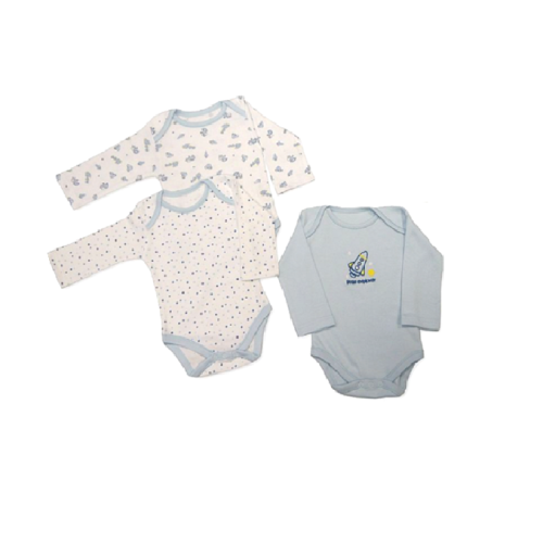 Κορμάκια 3 τμχ μακρύ μανίκι BW-202 σιελ της nursery time