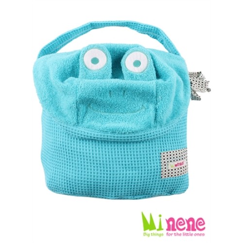 Minene πετσέτα με κουκούλα CUDDLY TOWEL MINENE (ΠΕΤΣΕΤΑ 2 ΣΕ 1) – ΣΙΕΛ 30009 AQUA FROG