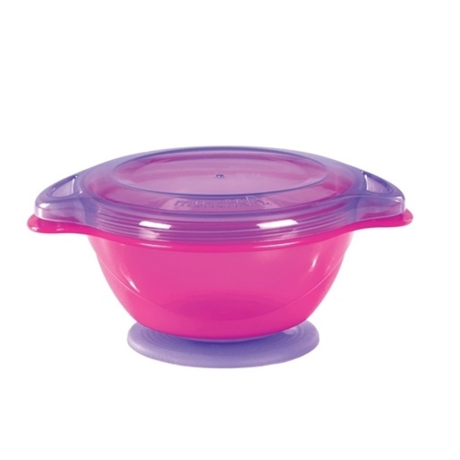Munchkin Παιδικό Μπωλ Φαγητού 354 ml Με Βεντούζα Στον Πάτο που αφαιρείτε 11382 pink
