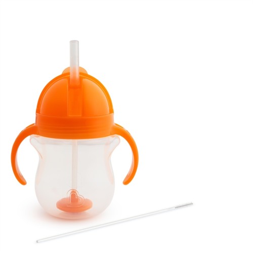 Munchkin Tip & Sip Straw Cup 6M+ Ποτήρι με Καλαμάκι & Βαρίδι που δε Χύνεται - orange 207ml