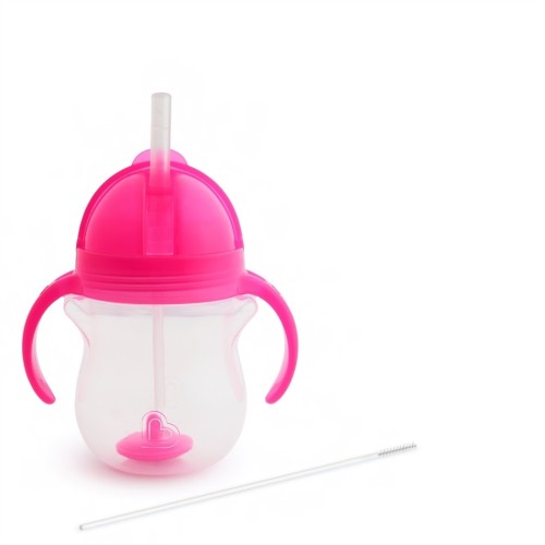 Munchkin Tip & Sip Straw Cup 6M+ Ποτήρι με Καλαμάκι & Βαρίδι που δε Χύνεται - pink 207ml