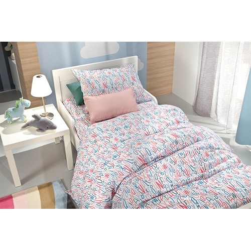 Παπλωματοθήκη  Letters blue 100% cotton  Saint Clair Paris 160x220