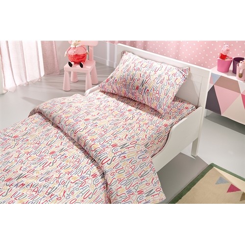 Παπλωματοθήκη  Letters pink  100% cotton  Saint Clair Paris 160x220