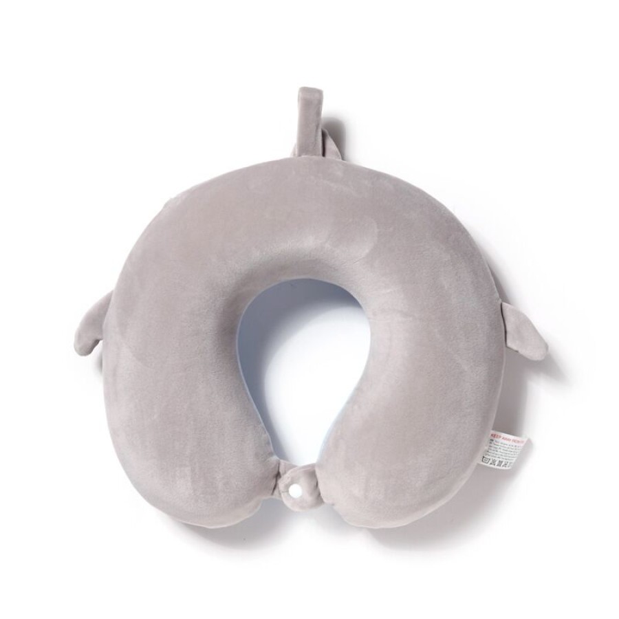 Παιδικό Μαξιλάρι Ταξιδίου Memory Foam Shark Plush Γκρι-Γαλάζιο Puckator