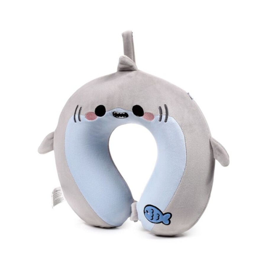 Παιδικό Μαξιλάρι Ταξιδίου Memory Foam Shark Plush Γκρι-Γαλάζιο Puckator