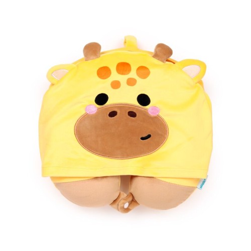 Παιδικό Μαξιλάρι Ταξιδίου Memory Foam με Κουκούλα Adoramals Raffi the Giraffe Puckator