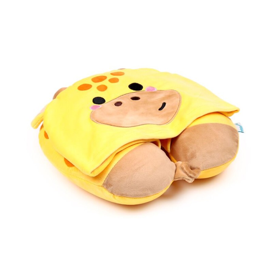 Παιδικό Μαξιλάρι Ταξιδίου Memory Foam με Κουκούλα Adoramals Raffi the Giraffe Puckator