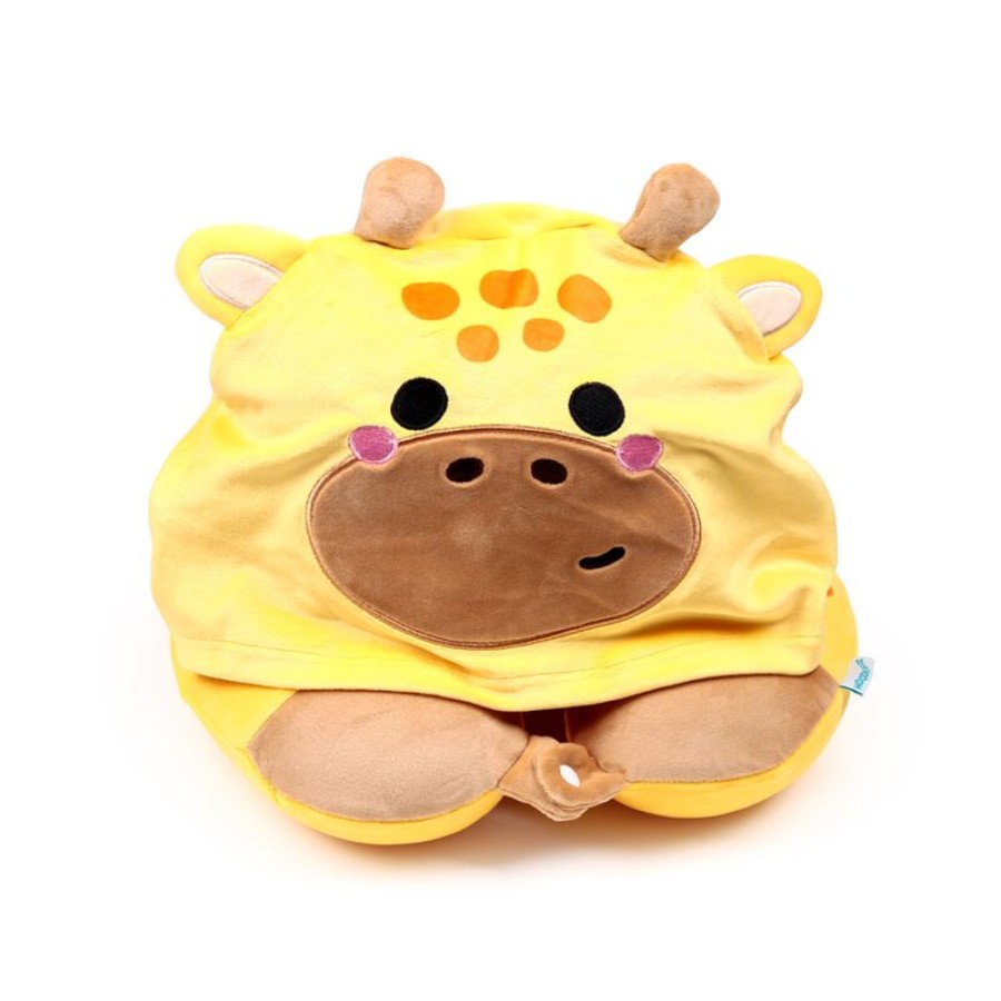 Παιδικό Μαξιλάρι Ταξιδίου Memory Foam με Κουκούλα Adoramals Raffi the Giraffe Puckator