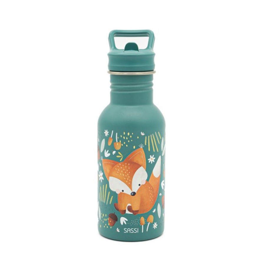 Sassi Ανοξείδωτο Παιδικό Μπουκάλι με Καλαμάκι Crunchy the Fox 500ml