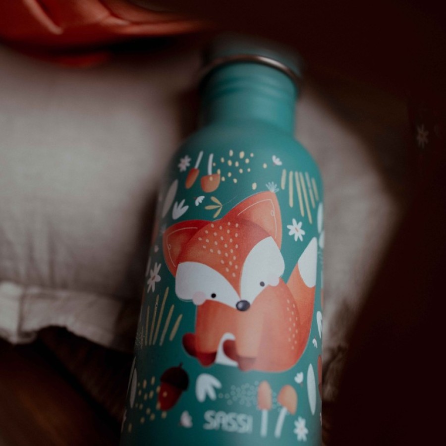 Sassi Ανοξείδωτο Παιδικό Μπουκάλι με Καλαμάκι Crunchy the Fox 500ml