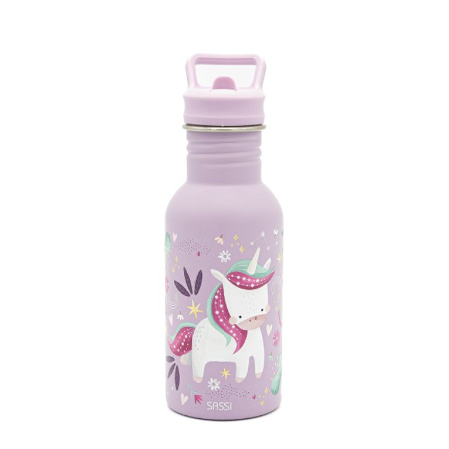 Sassi Ανοξείδωτο Παιδικό Μπουκάλι με Καλαμάκι Sparkly the Unicorn 500ml
