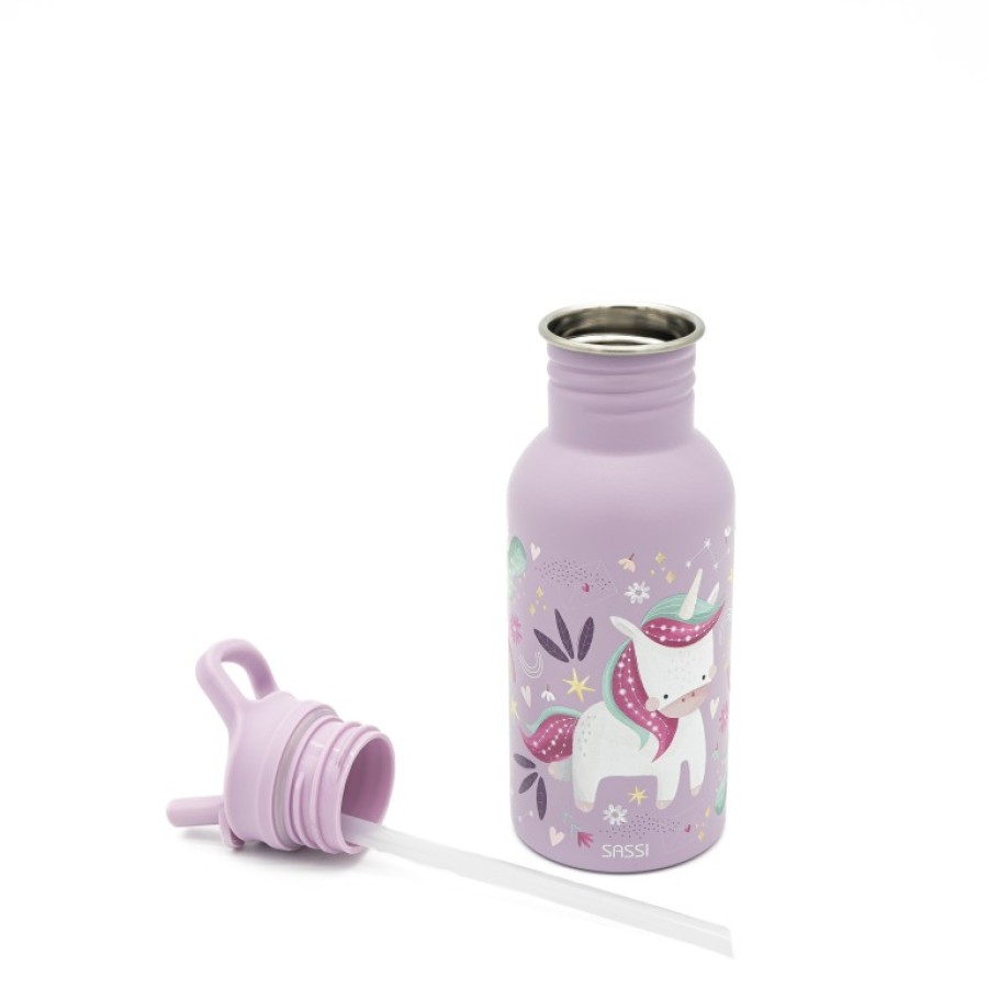 Sassi Ανοξείδωτο Παιδικό Μπουκάλι με Καλαμάκι Sparkly the Unicorn 500ml