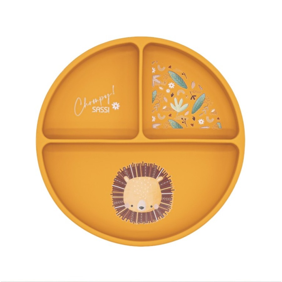 Sassi Παιδικό Πιάτο Σιλικόνης με Βεντούζα & Χωρίσματα Chompy the Lion