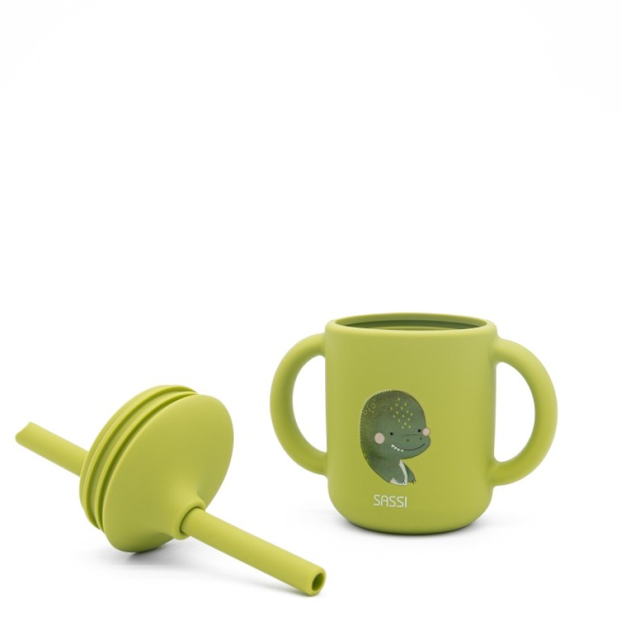 Sassi Ποτηράκι Εκμάθησης με Καλαμάκι Silicone Training Cup Cracky the Dinosaur