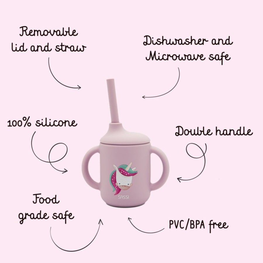 Sassi Ποτηράκι Εκμάθησης με Καλαμάκι Silicone Training Cup Sparkly the Unicorn