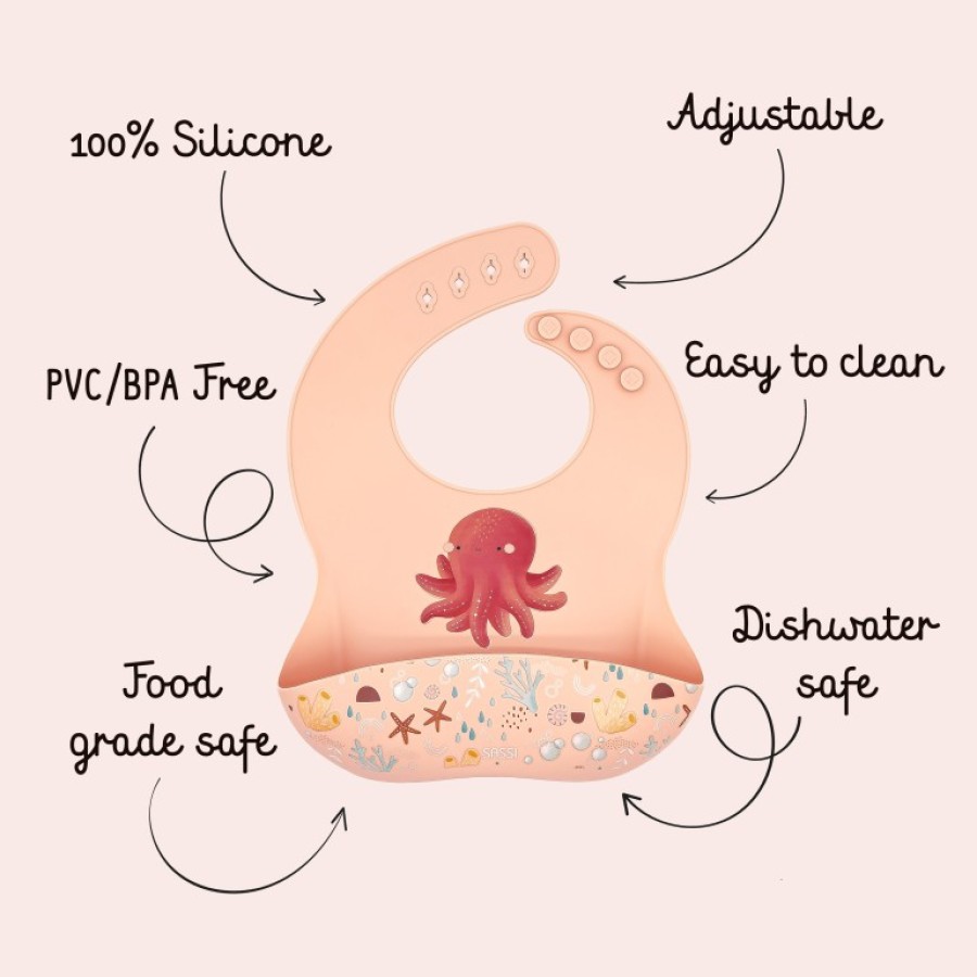 Sassi Βρεφική Σαλιάρα Σιλικόνης Slurpy the Octopus