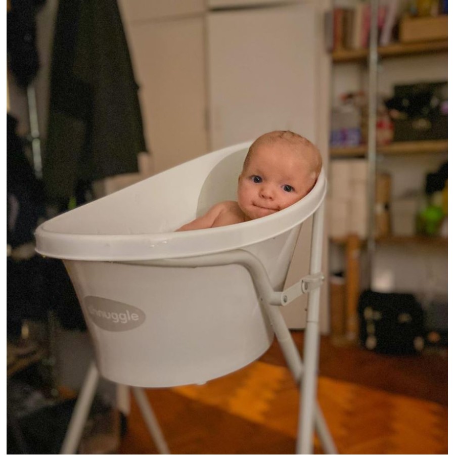 Πολυβραβευμένο Βρεφικό Μπανάκι Με Τάπα SHNUGGLE Bath Λευκό/Γκρι