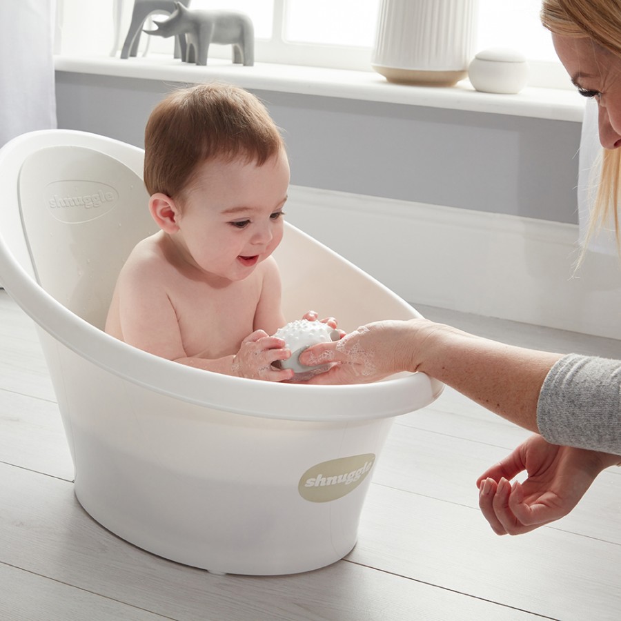 Πολυβραβευμένο Βρεφικό Μπανάκι Με Τάπα SHNUGGLE Bath Λευκό/Γκρι
