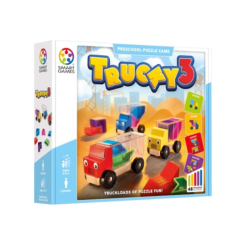 Smartgames Επιτραπέζιο Παιχνίδι Trucky 3 με 48 Προκλήσεις Ξύλινα Φορτηγά με Τουβλάκια