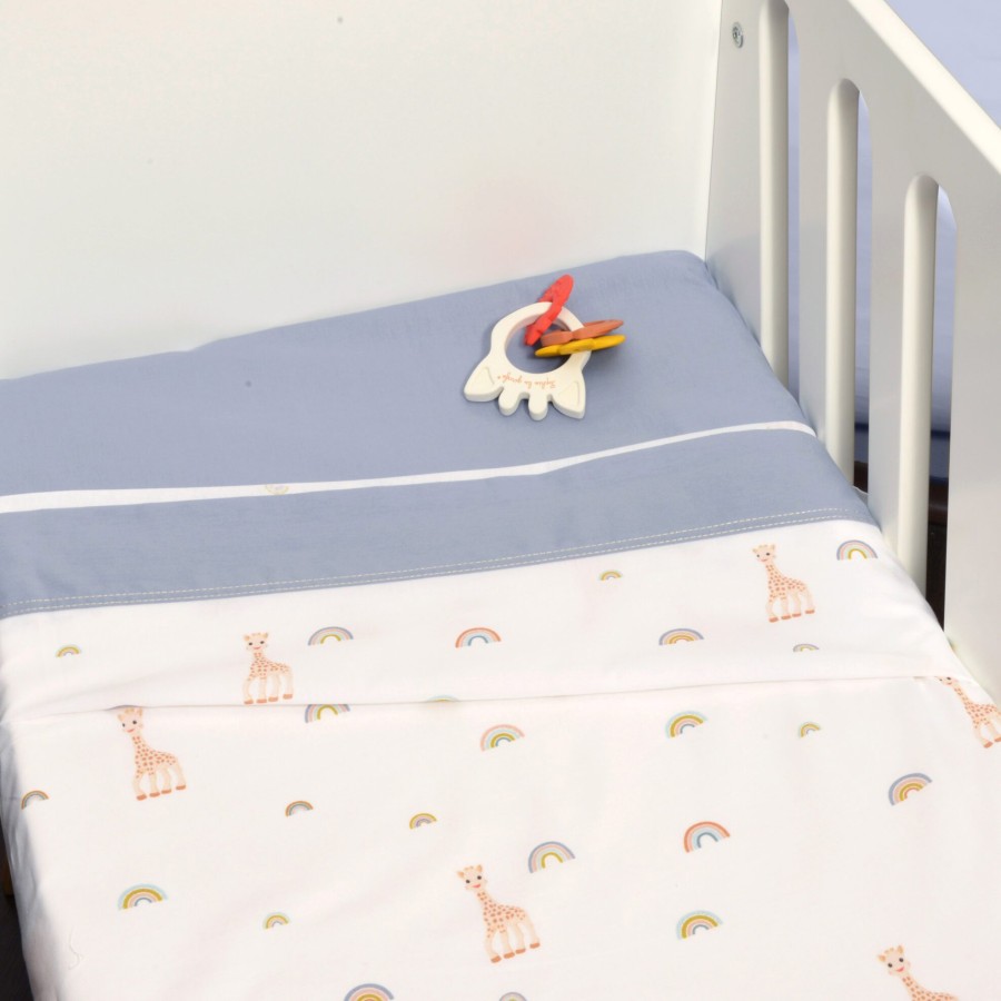 Σετ Σεντόνια Λίκνου Sophie La Girafe 2τμχ. 80x110εκ. Σχέδιο 501 Λευκό-Μπλε