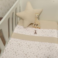 Σετ Σεντόνια Λίκνου Sophie La Girafe 2τμχ. 80x110εκ. Σχέδιο 506 Λευκό-Εκρού