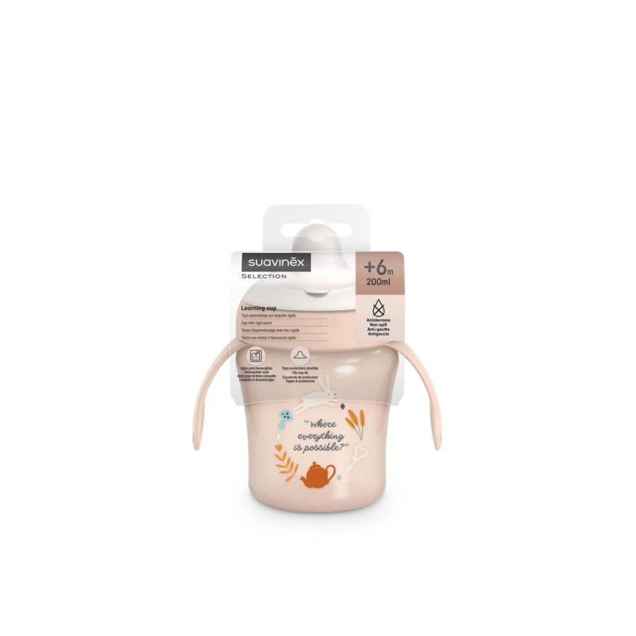 Suavinex Ποτήρι Εκπαιδευτικό με Λαβές 200ml 6m+ Wonderland Pink