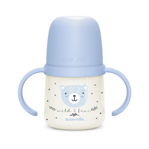 Εκπαιδευτικό Mπιμπερό με Λαβές Suavinex Night&Day Anti-Colic 150ml Wild Blue 6m+