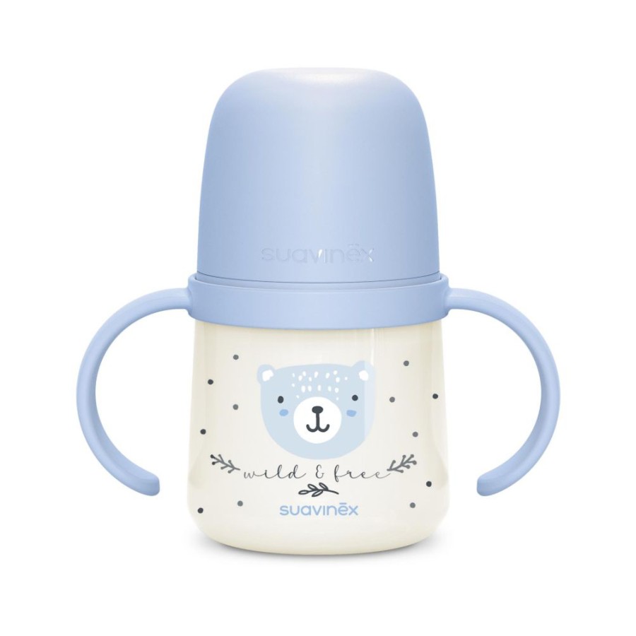 Εκπαιδευτικό Mπιμπερό με Λαβές Suavinex Night&Day Anti-Colic 150ml Wild Blue 6m+