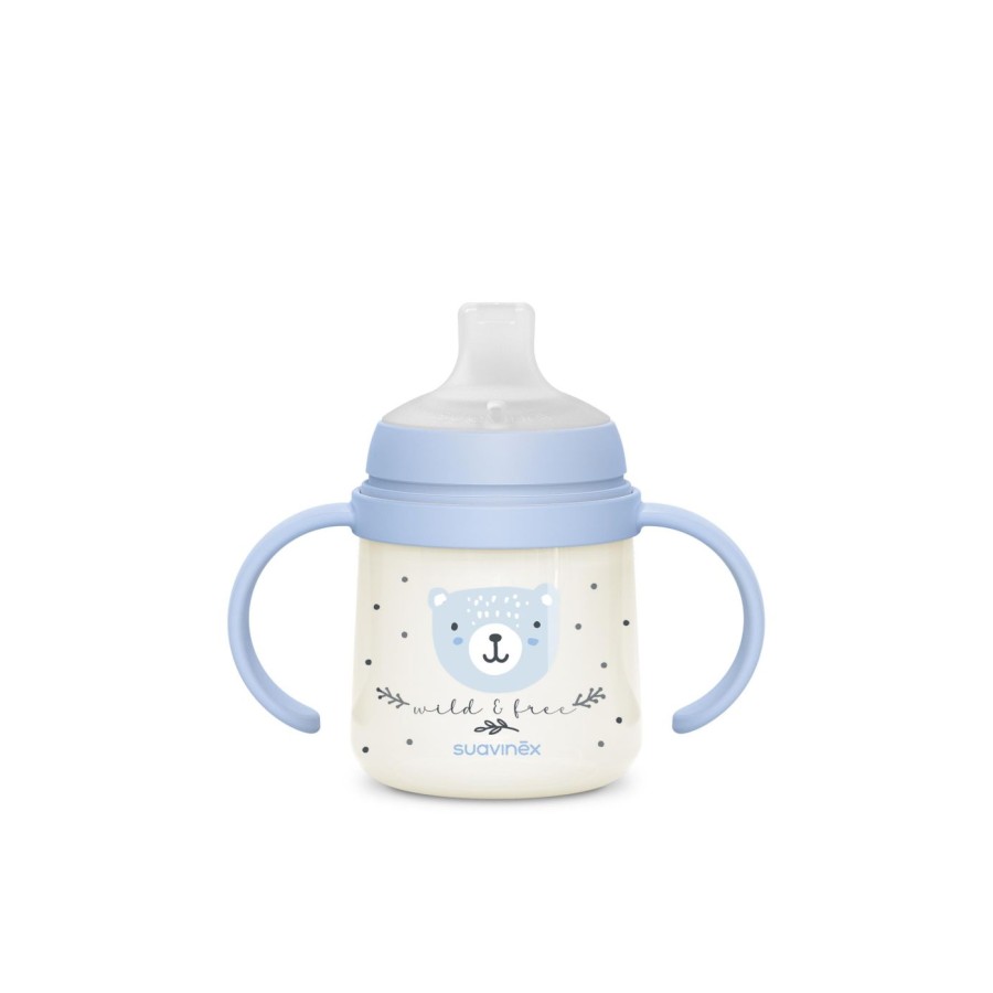 Εκπαιδευτικό Mπιμπερό με Λαβές Suavinex Night&Day Anti-Colic 150ml Wild Blue 6m+