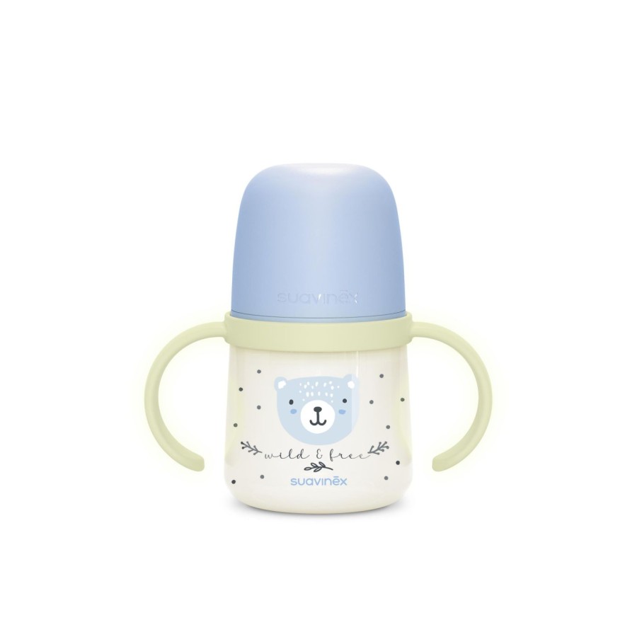 Εκπαιδευτικό Mπιμπερό με Λαβές Suavinex Night&Day Anti-Colic 150ml Wild Blue 6m+