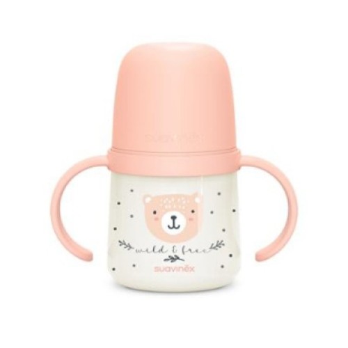 Εκπαιδευτικό Mπιμπερό με Λαβές Suavinex Night&Day Anti-Colic 150ml Wild Pink 6m+
