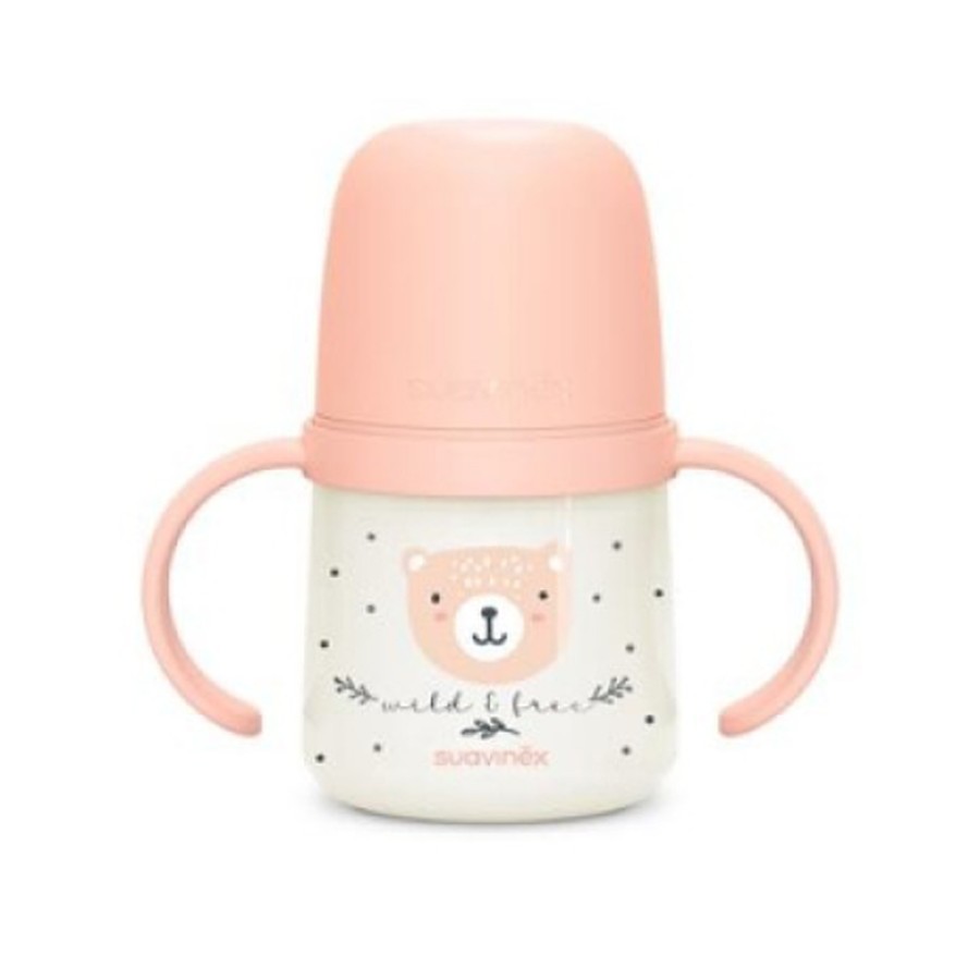 Εκπαιδευτικό Mπιμπερό με Λαβές Suavinex Night&Day Anti-Colic 150ml Wild Pink 6m+
