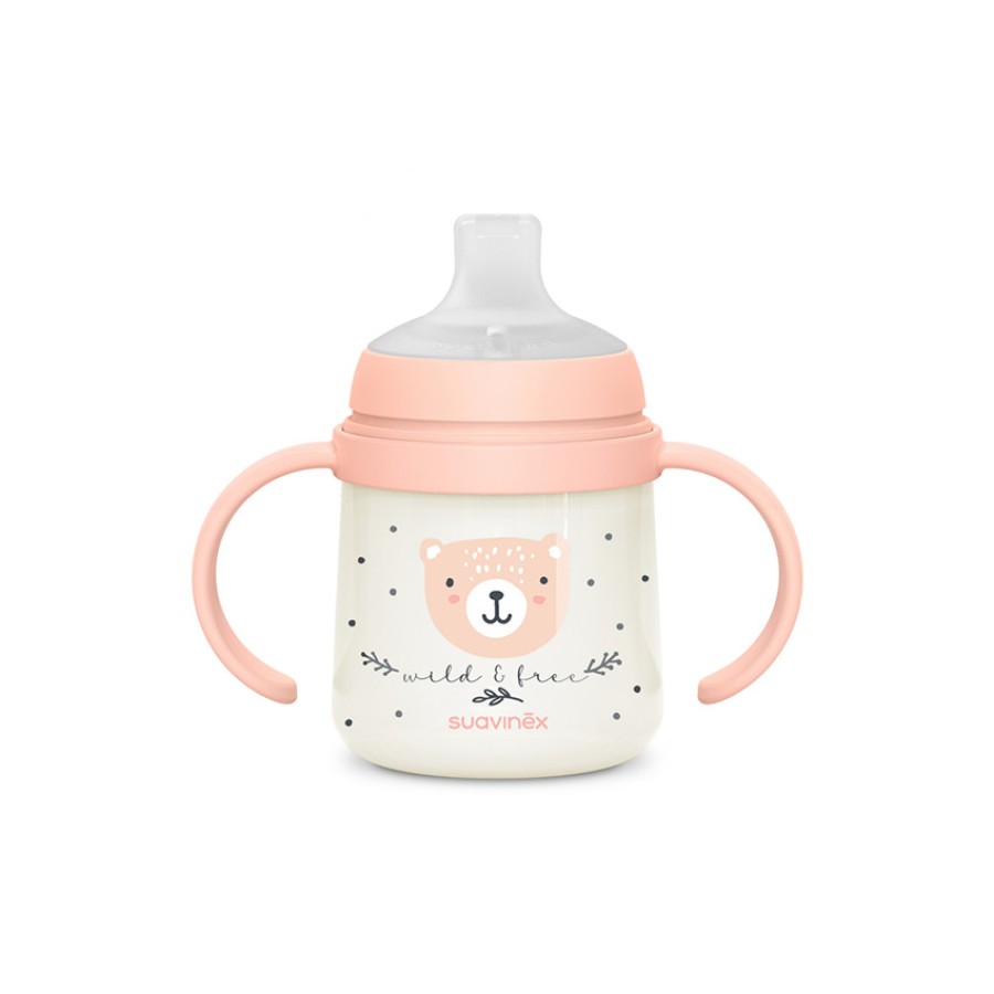Εκπαιδευτικό Mπιμπερό με Λαβές Suavinex Night&Day Anti-Colic 150ml Wild Pink 6m+