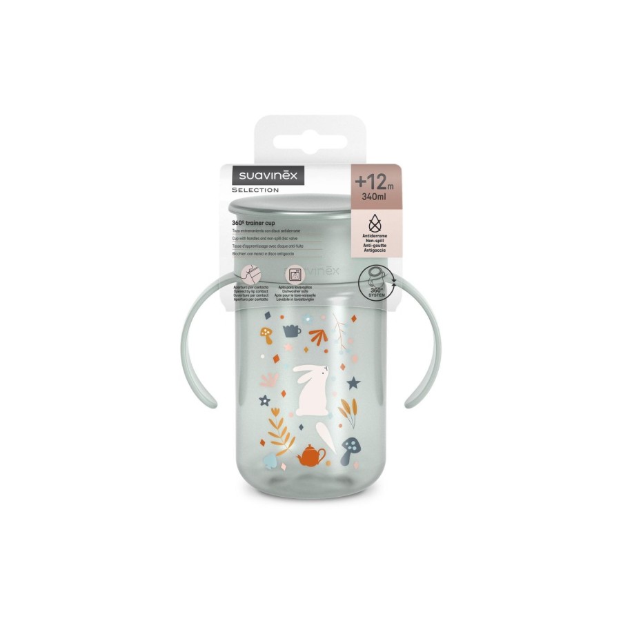 Ποτήρι Εκπαιδευτικό 360 με λαβές Suavinex Wonderland Green 340ml 12m+