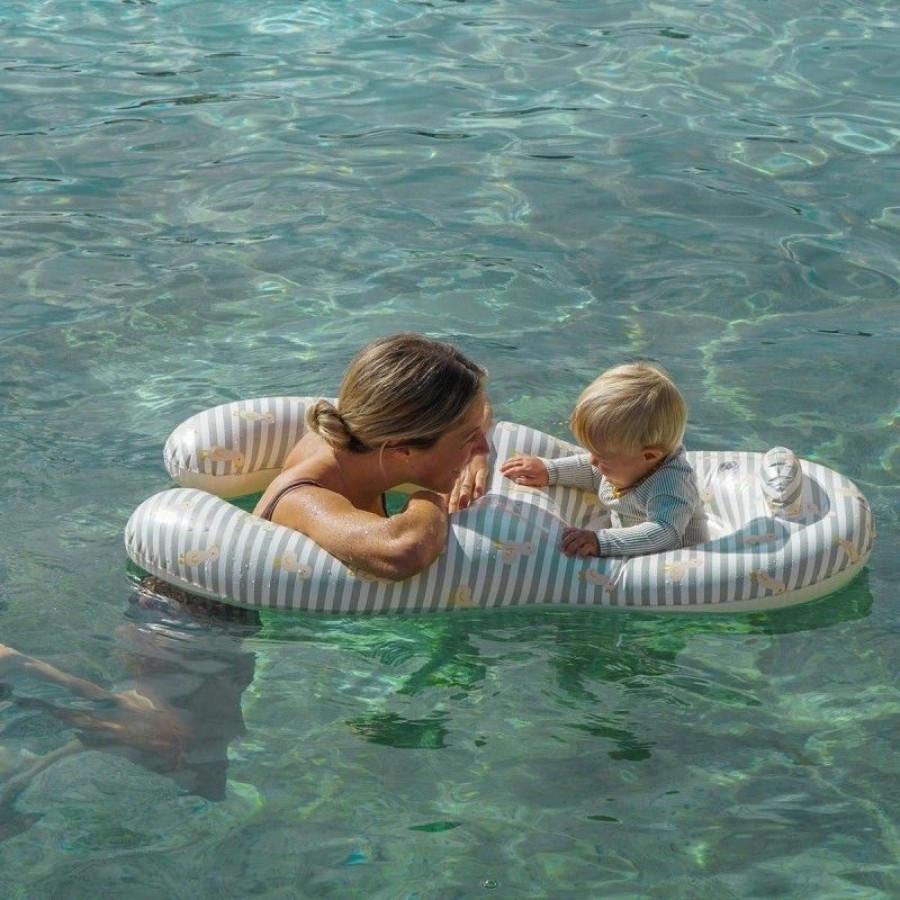 SunnyLife Φουσκωτό Σωσίβιο Διπλό για Μωρό &amp;amp; Ενήλικα Duck Sage Stripe