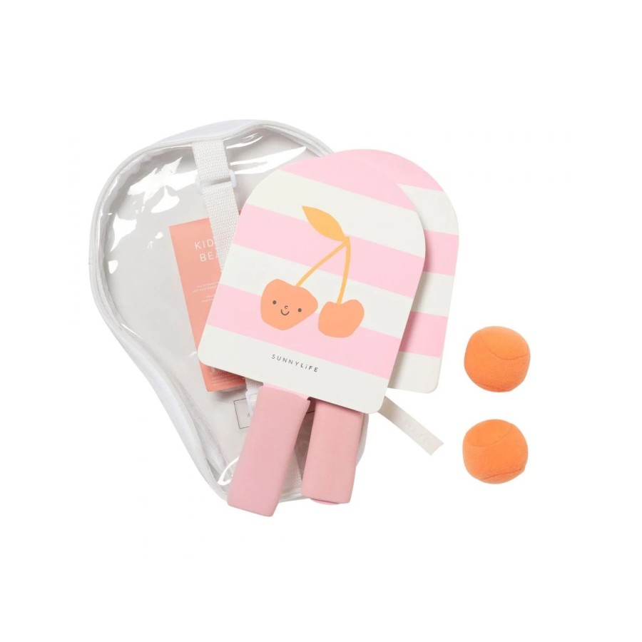 SunnyLife Παιδικές Ρακέτες Παραλίας Velcro με 2 Μπαλάκια Cotton Candy Cherry