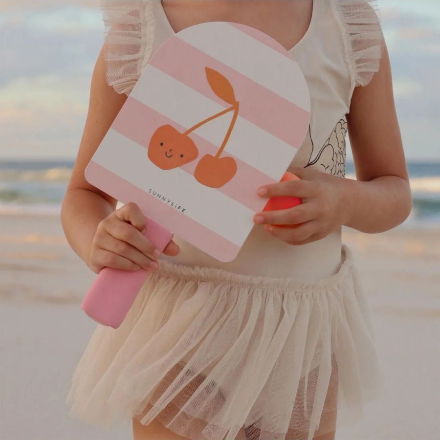 SunnyLife Παιδικές Ρακέτες Παραλίας Velcro με 2 Μπαλάκια Cotton Candy Cherry