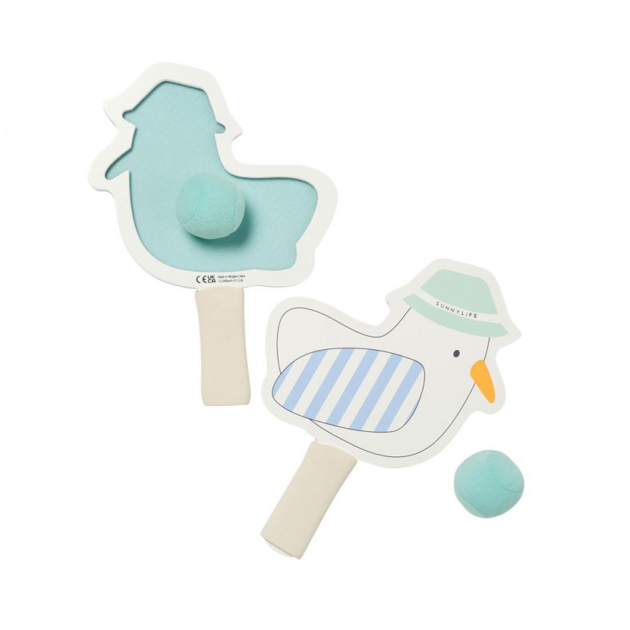 SunnyLife Παιδικές Ρακέτες Παραλίας Velcro με 2 Μπαλάκια Sid the Seagull Blue Stripe