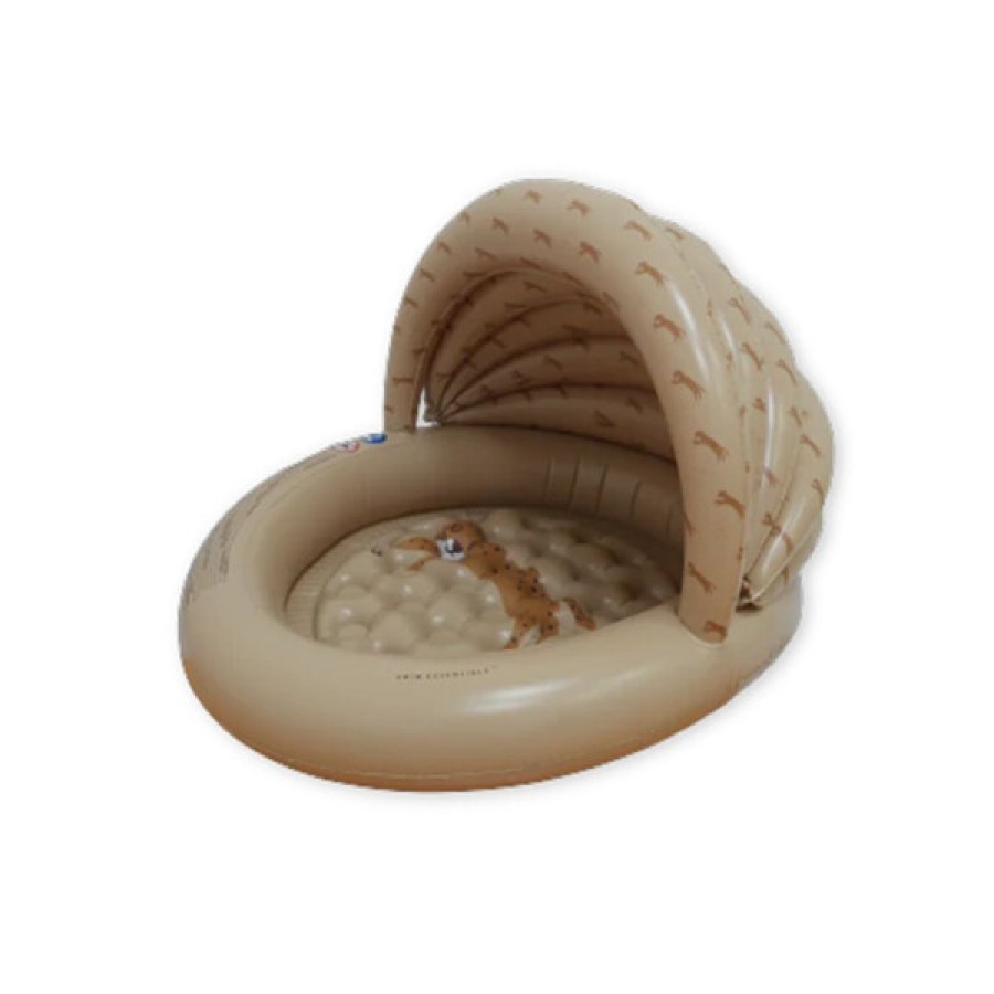 Swim Essentials Φουσκωτή Πισίνα με Ηλιοροφή Ø100εκ. για μωρά από 1 έτους Brown Leopard
