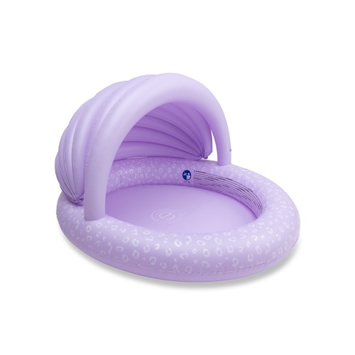 Swim Essentials Φουσκωτή Πισίνα με Ηλιοροφή Ø100εκ. για μωρά από 1 έτους Lila Leopard