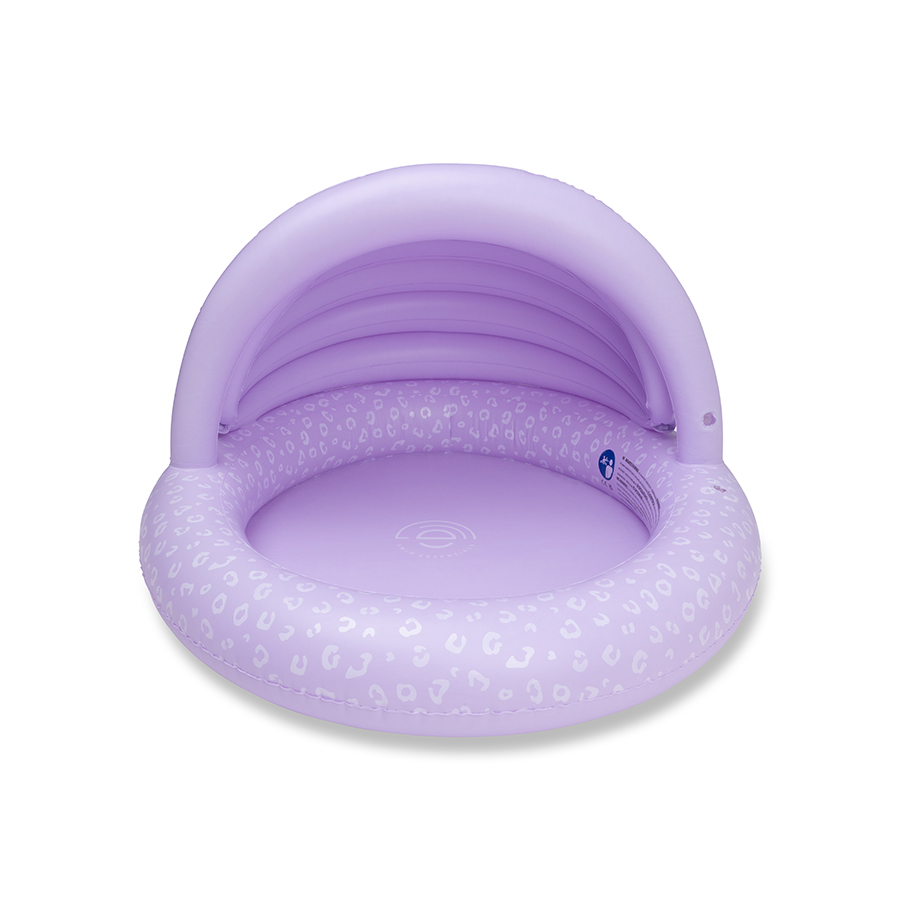 Swim Essentials Φουσκωτή Πισίνα με Ηλιοροφή Ø100εκ. για μωρά από 1 έτους Lila Leopard