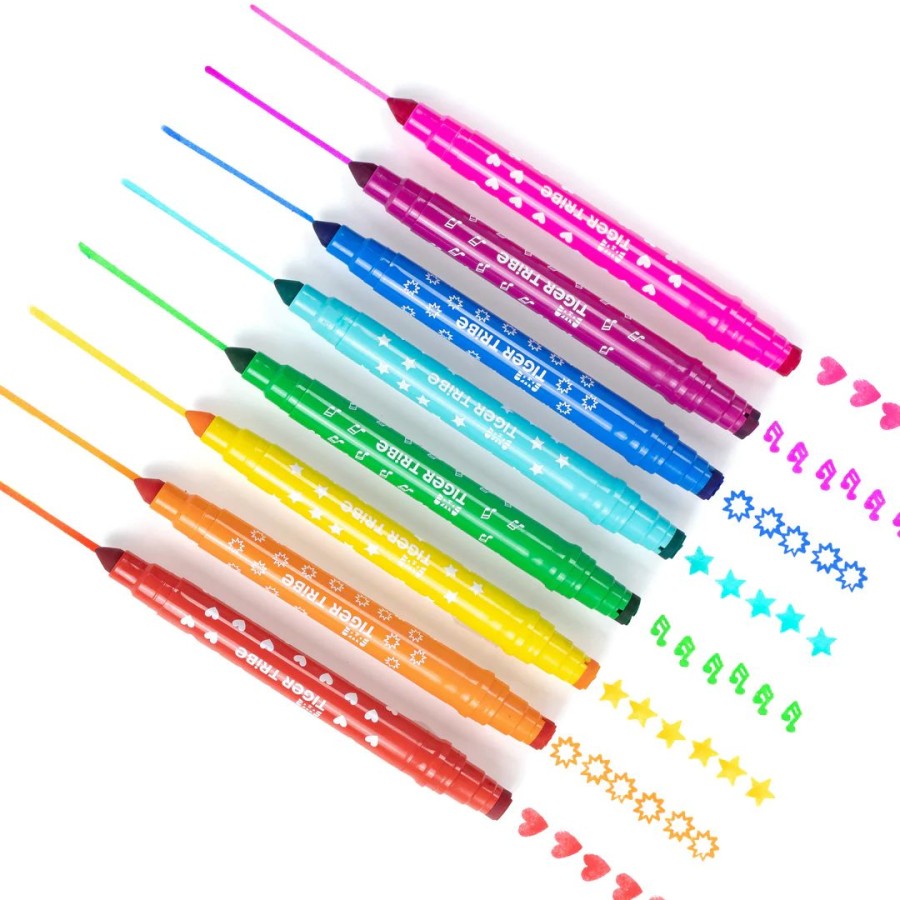 Tiger Tribe Dual-Tip Σετ 8 Μαρκαδόροι με Σφραγίδα Stamp Makers