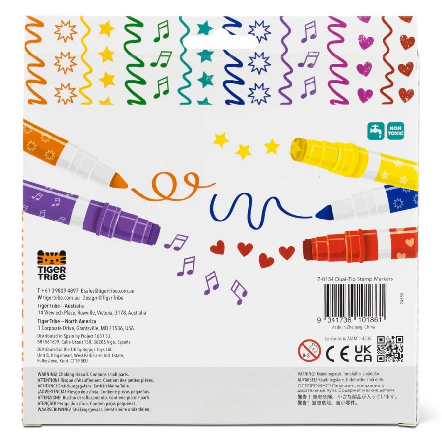 Tiger Tribe Dual-Tip Σετ 8 Μαρκαδόροι με Σφραγίδα Stamp Makers