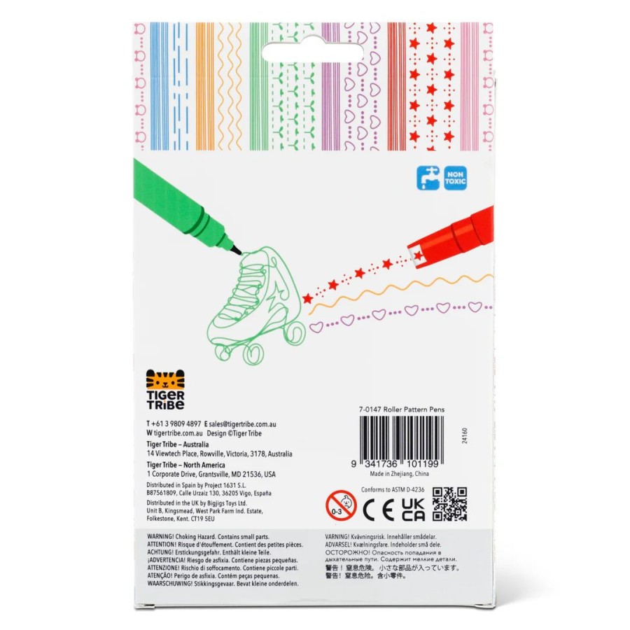 Tiger Tribe Σετ 6 Παιδικά Στιλό Διπλής Γραφής Roller Pattern